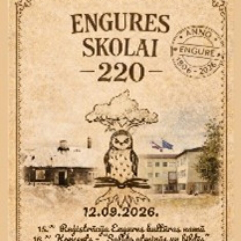 Plakāts par Engures skolas 220 gadu jubileju ar uzrakstu 